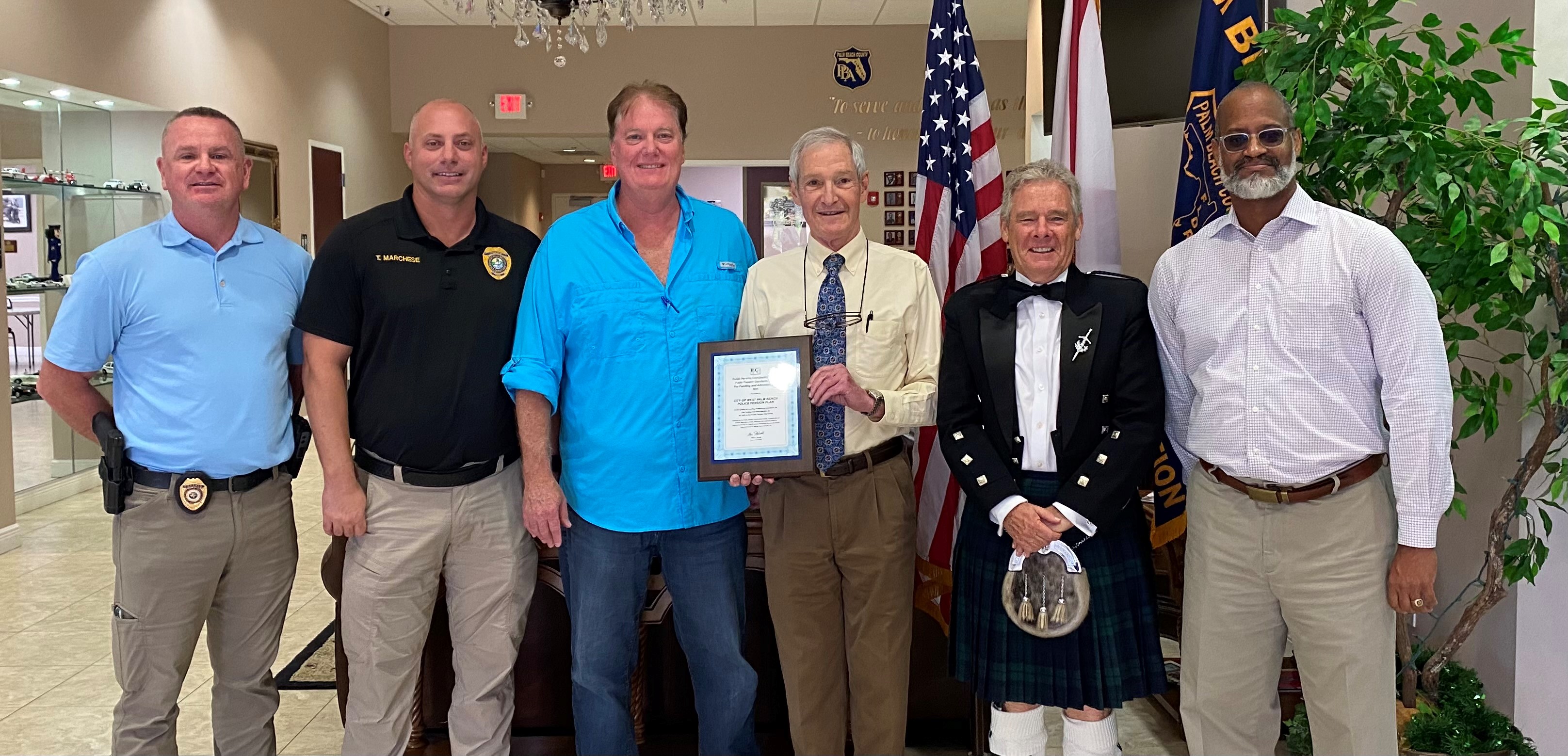 November 12, 2021: The Board of Trustees was presented the 2021 PPCC Award. Pictured L-R Trustee Joe Ahern, Board Secretary Troy Marchese, Plan Administrator Dave Williams, Chairman Jack Frost, Investment Monitor John McCann and Trustee Sean Williams. For further details please follow this link.